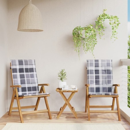 Chaises de jardin inclinables lot de 2 et coussins teck massif 