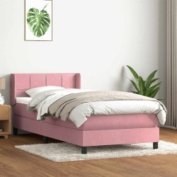 Sommier à lattes de lit avec matelas rose 80x220 cm velours 
