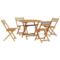 Ensemble à manger de jardin 5pcs beige polypropylène et bois 