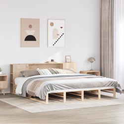 Lit bibliothèque sans matelas 180x200 cm bois massif 