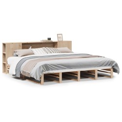 Lit bibliothèque sans matelas 180x200 cm bois massif 