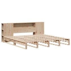 Lit bibliothèque sans matelas 180x200 cm bois massif 