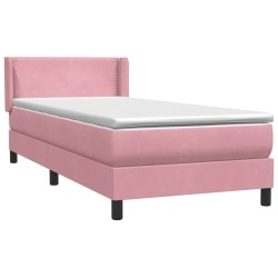 Sommier à lattes de lit avec matelas rose 80x220 cm velours 