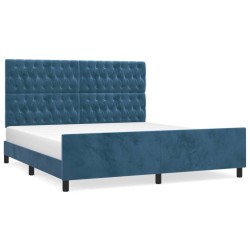 Cadre de lit sans matelas bleu foncé velours 