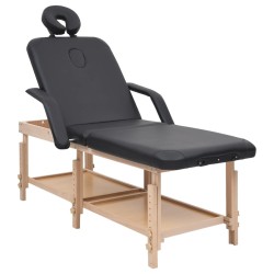 Table de massage à 3 zones Noir Similicuir 