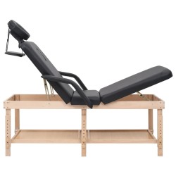 Table de massage à 3 zones Noir Similicuir 