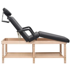 Table de massage à 3 zones Noir Similicuir 