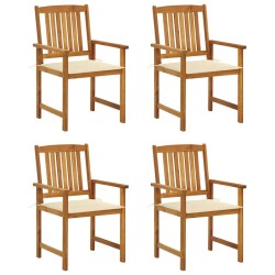 Chaises de jardin avec coussins lot de 4 Bois d'acacia massif 
