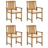 Chaises de jardin avec coussins lot de 4 Bois d'acacia massif 