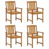 Chaises de jardin avec coussins lot de 4 Bois d'acacia massif 