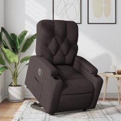Fauteuil inclinable électrique marron foncé tissu 