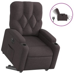 Fauteuil inclinable électrique marron foncé tissu 