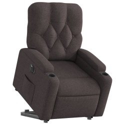 Fauteuil inclinable électrique marron foncé tissu 