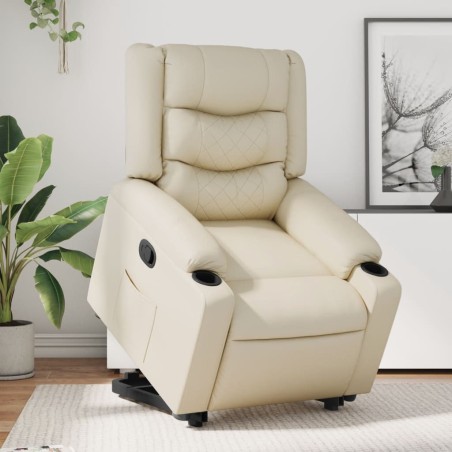 Fauteuil inclinable Crème Similicuir 