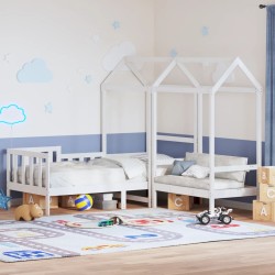 Ensemble de lit de jour et de banc avec toit sans matelas blanc 
