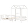 Ensemble de lit de jour et de banc avec toit sans matelas blanc 