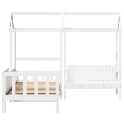 Ensemble de lit de jour et de banc avec toit sans matelas blanc 