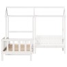 Ensemble de lit de jour et de banc avec toit sans matelas blanc 