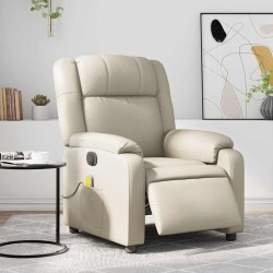 Fauteuil de massage inclinable électrique crème similicuir 