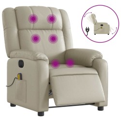 Fauteuil de massage inclinable électrique crème similicuir 