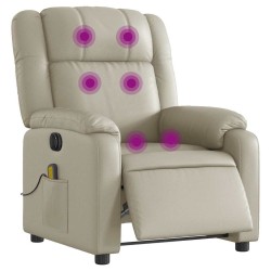 Fauteuil de massage inclinable électrique crème similicuir 