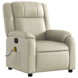 Fauteuil de massage inclinable électrique crème similicuir 