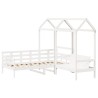 Ensemble de lit de jour et de banc avec toit sans matelas blanc 
