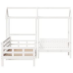 Ensemble de lit de jour et de banc avec toit sans matelas blanc 