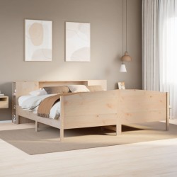 Lit bibliothèque sans matelas 180x200 cm bois massif de pin 