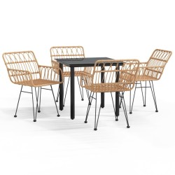 Ensemble à manger de jardin 5pcs Résine tressée 