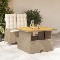 Ensemble à manger de jardin et coussins 2 pcs beige poly rotin 