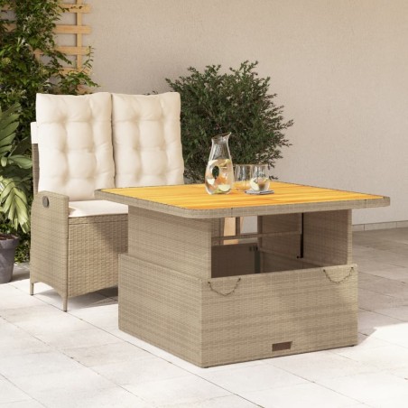 Ensemble à manger de jardin et coussins 2 pcs beige poly rotin 