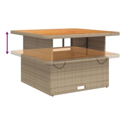 Ensemble à manger de jardin et coussins 2 pcs beige poly rotin 