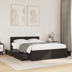 Cadre de lit avec tête de lit sans matelas noir 120x200 cm 