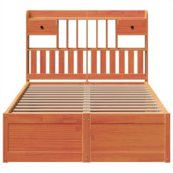 Cadre de lit sans matelas cire marron 120x190cm bois pin massif 