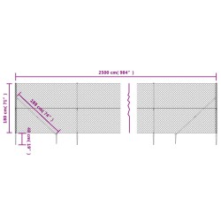 Clôture à mailles losangées avec ancrage anthracite 1,8x25 m 