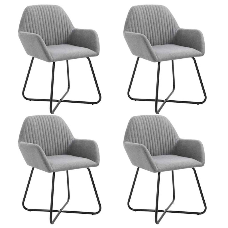 Chaises à manger lot de 4 gris clair tissu 