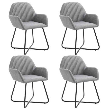 Chaises à manger lot de 4 gris clair tissu 