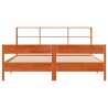 Lit bibliothèque sans matelas cire marron 200x200 cm pin massif 