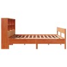 Lit bibliothèque sans matelas cire marron 200x200 cm pin massif 