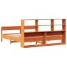 Lit bibliothèque sans matelas cire marron 200x200 cm pin massif 