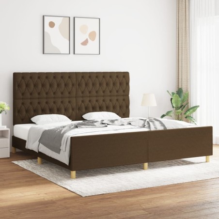 Cadre de lit sans matelas avec tête de lit marron foncé tissu 