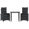 Ensemble à manger de jardin avec coussins 3 pcs Noir 