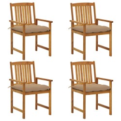 Chaises de jardin avec coussins lot de 4 Bois d'acacia massif 