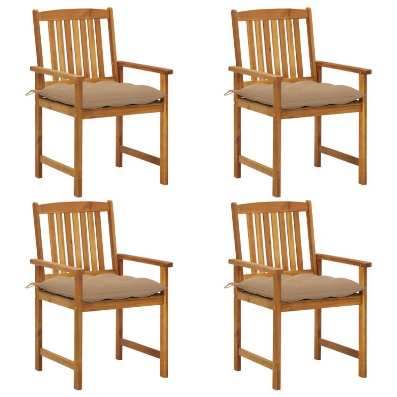Chaises de jardin avec coussins lot de 4 Bois d'acacia massif Chaises de jardin avec coussins lot de 4 Bois d'acacia massif