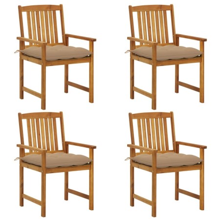 Chaises de jardin avec coussins lot de 4 Bois d'acacia massif 