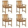 Chaises de jardin avec coussins lot de 4 Bois d'acacia massif 