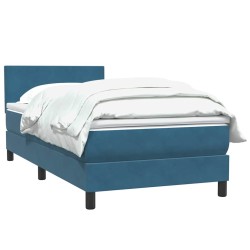 Sommier à lattes de lit et matelas bleu foncé 90x220 cm velours 