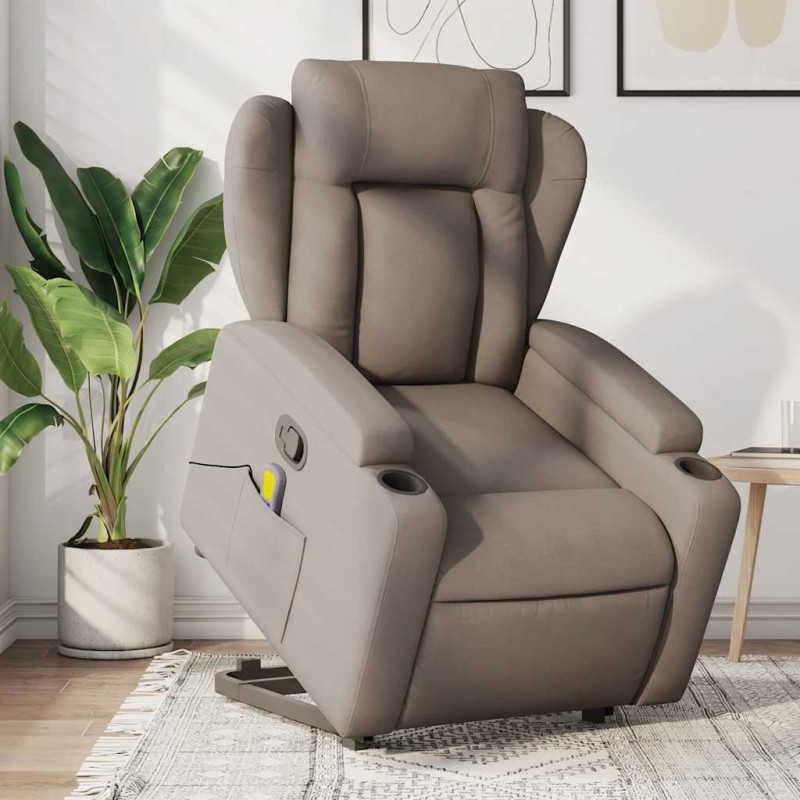 Fauteuil inclinable de massage Taupe Tissu 