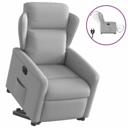 Fauteuil inclinable électrique gris nuage tissu 